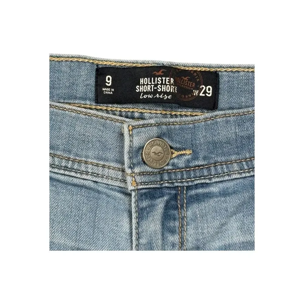 Hollister Low Rise Short Shorts Denim Women's 9/29 Embroidered Y2K Cuttoff Boho - Picture 7 of 8